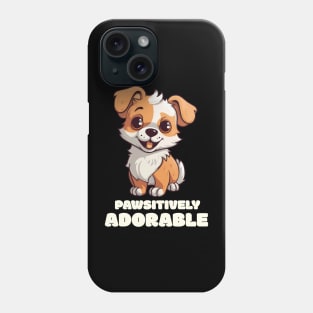 Pawsitively Adorable" T-Shirt - Cute Cartoon Puppy Design Phone Case