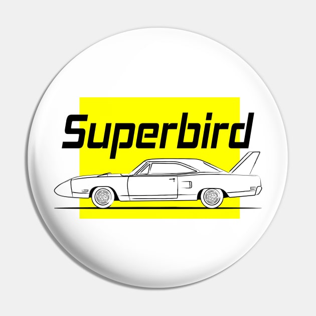 Racing Super Bird Yellow Vintage Pin by GoldenTuners