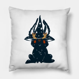 Witch hat bunny cute and spooky halloween 2022 decoration ink drawing Pillow