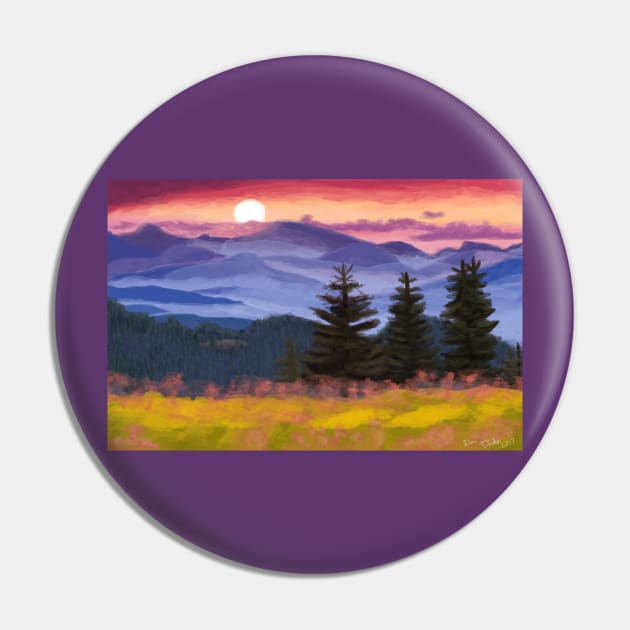 Mountainscape Digital Painting Pin by tooner96