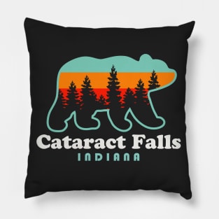 Cataract Falls Indiana Bear Retro Vintage Sunset Pillow