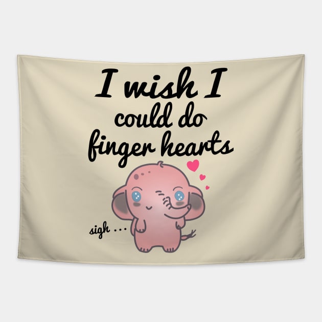 Elephant sighing and wishing they could do finger hearts - Kawaii Tapestry by WhatTheKpop