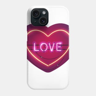 Pink Love in the Heart Neon Sign Phone Case