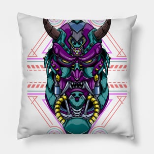 Oni Mecha on Purple Color Pillow