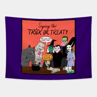 trick or treat halloween monsters Tapestry