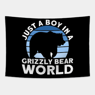 Just A Boy In A Grizzly Bear World - Grizzly Bear Tapestry