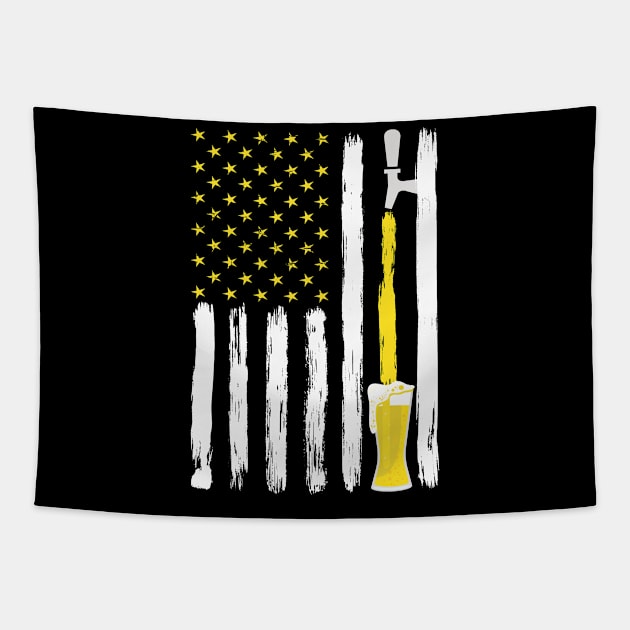 Craft Beer American Flag USA T-Shirt, 4th July Brewery T-Shirt Tapestry by Pannolinno