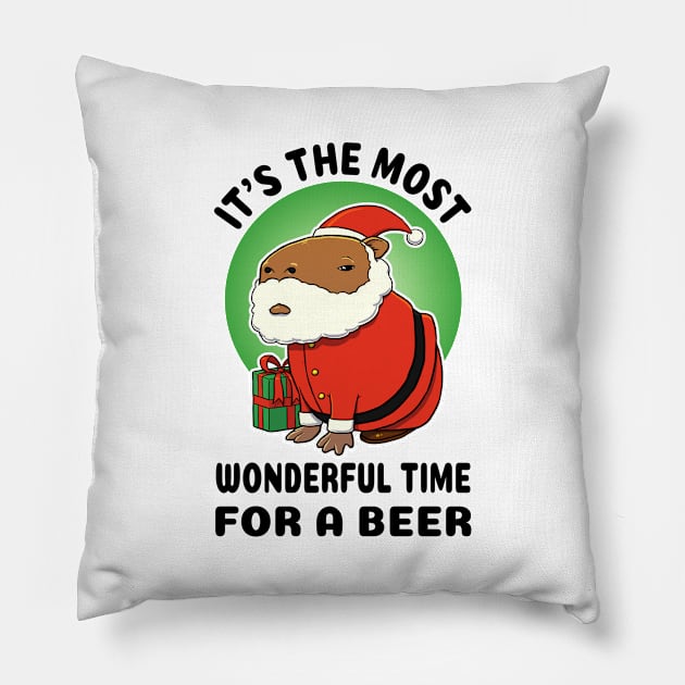 It's the most wonderful time for a beer Capybara Santa Pillow by capydays