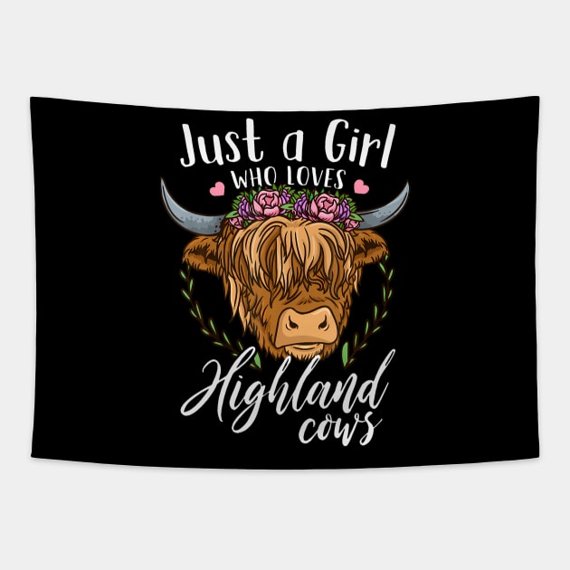 Scottish Highland Cow Just a Girl Who Loves Highland Cows Tapestry by Saboia Alves