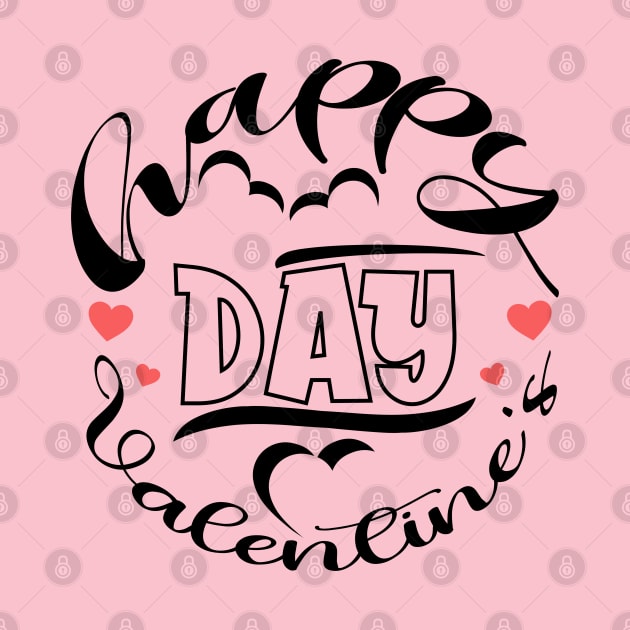Happy Valentine's Day Typography: Minimalist Elegance in Black, White, and Red by PopArtyParty