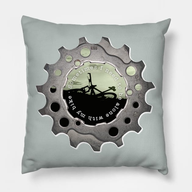 Alone With My Bike - Bike Love Pillow by NeddyBetty