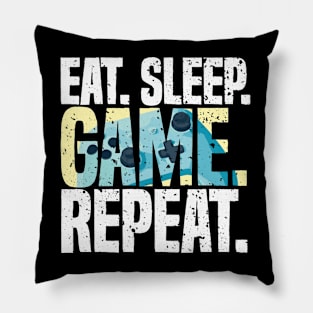 Eat Sleep Game Repeat Funny Videogames Lover Pillow