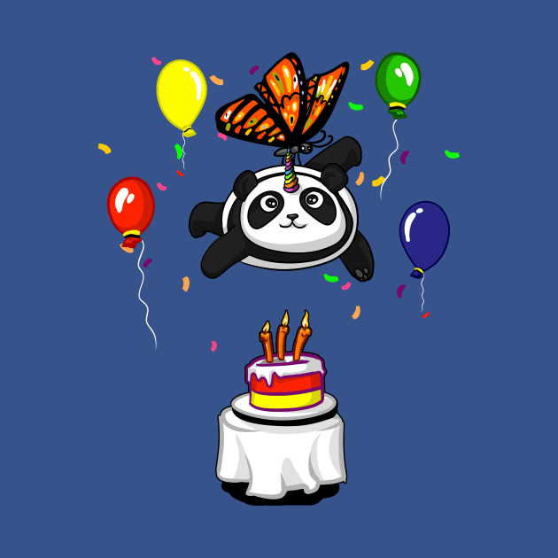 Pandicorn Panda Bear Kid's Birthday Party Butterfly by underheaven