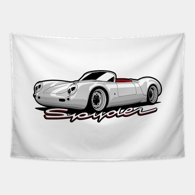 Silver Spyder 550 Vintage Car Tapestry by KaroCars