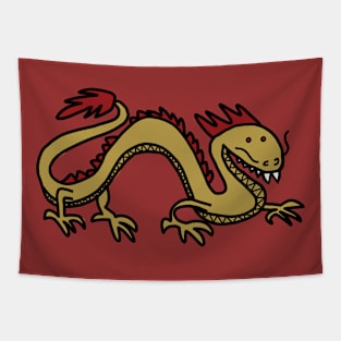 Dragon in Red and Gold Tapestry