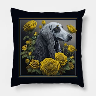 Saluki yellow roses Pillow