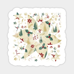 Christmas Retro Floral Pattern Magnet