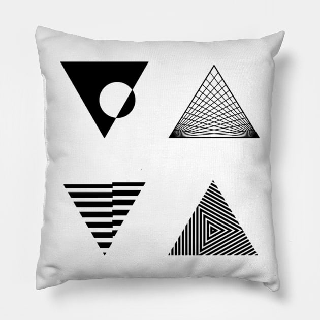 geometric triangles pack Pillow by voidstickers