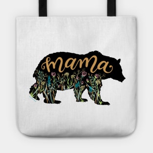 Mama Bear with Wildflowers Pretty Illustration Tote