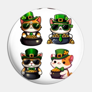Cat Leprechauns With Pots of Gold - Stickers 2 - Saint Patrick Pin