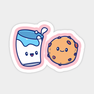 Cute Milk And Cute Cookies Cartoon Magnet