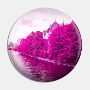 River & Castle / Swiss Artwork Photography Pin