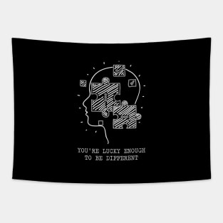 'Lucky Enough To Be Different' Autism Awareness Shirt Tapestry