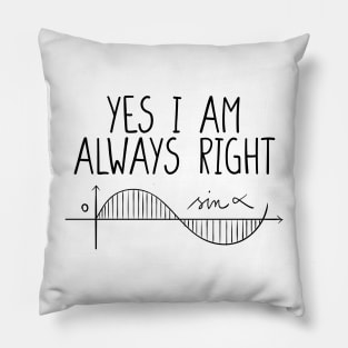 Math Shirt Math Teacher Shirt Yes I Am Always Right Mathematics Shirt Math Puns Math Teacher Gift Engineer Shirt Math Humor Pillow