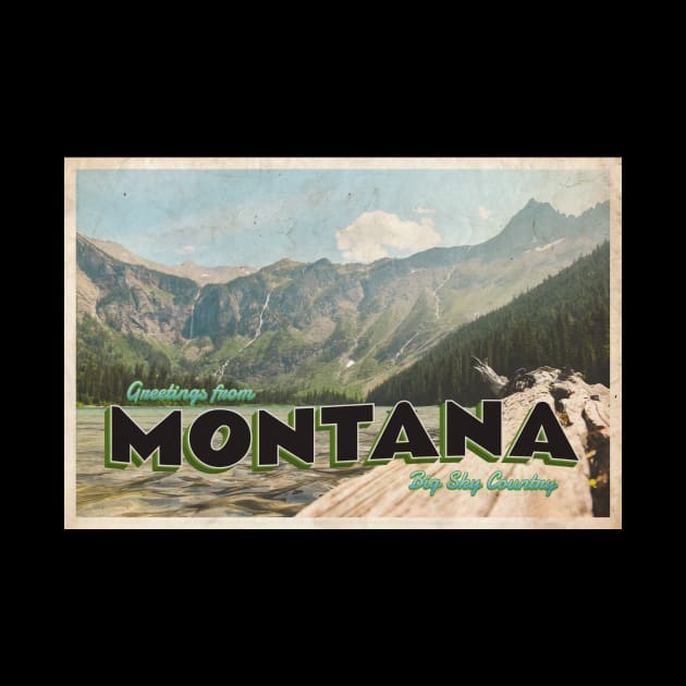 Greetings from Montana - Vintage Travel Postcard Design by fromthereco