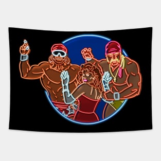 Mega Powers neon bg Tapestry