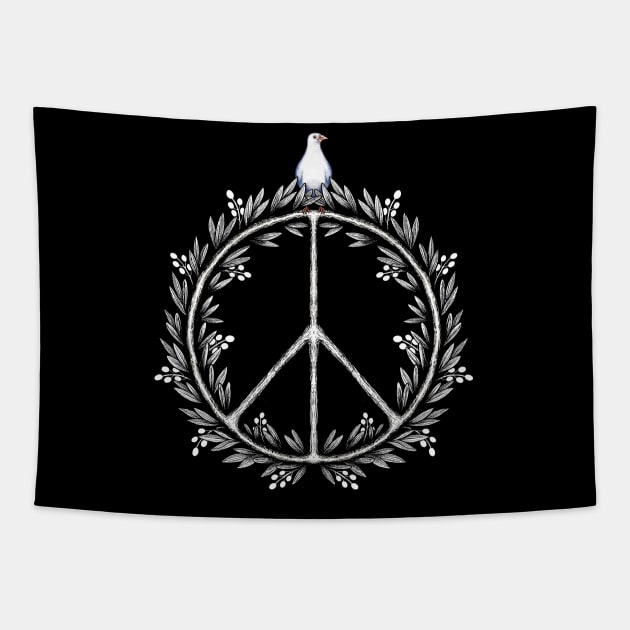 Peace symbol with olive tree Tapestry by Artardishop