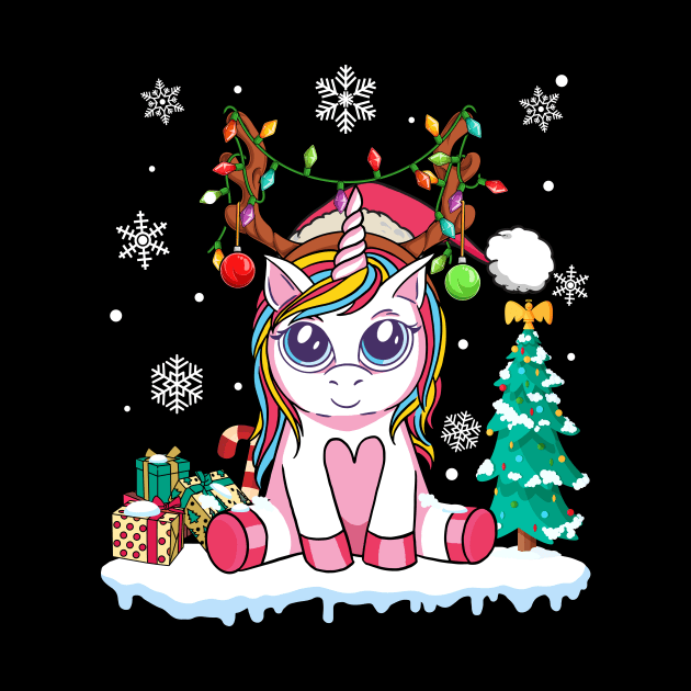 Cute Unicorn Christmas Shirt Girls Kids Women Merry Xmas Toddler Tee by fcmokhstore