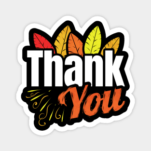 Thank You Logo with Colored Feathers Thanksgiving Magnet