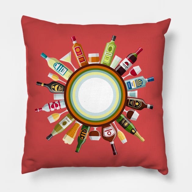 Alcohol bottles Pillow by Up Jacket