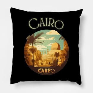 Cairo Egypt Streetscape  Art - Retro Vintage Travel Pillow