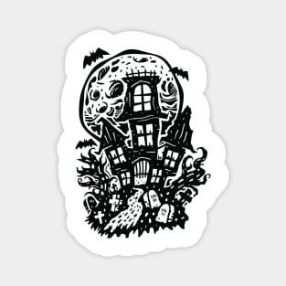 Spooky Wicked Halloween Haunted House Full Moon Magnet