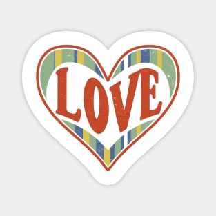 Love Heart Shaped Retro Rainbow Distressed Logo Design Magnet