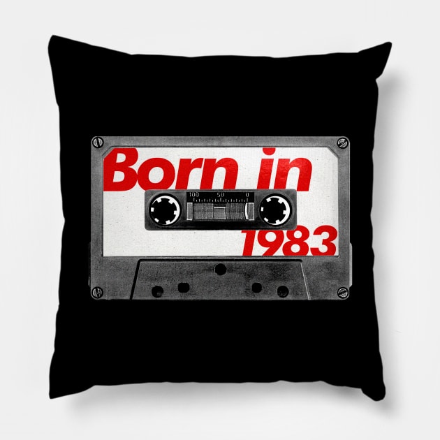 Born in 1983  ///// Retro Style Cassette Birthday Gift Design Pillow by unknown_pleasures