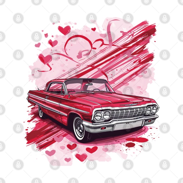 Valentine's Day Red Chevy Impala Art desigm by Spearhead Ink