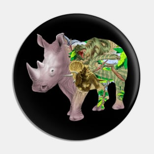 Rhino and dinosaur Pin