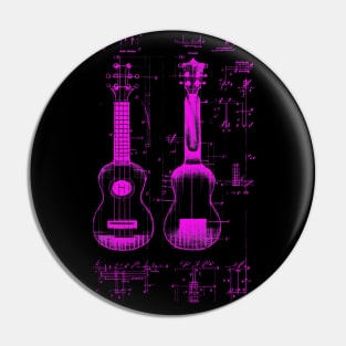 Neon Pink Ukulele Da Vinci Blueprint Pin