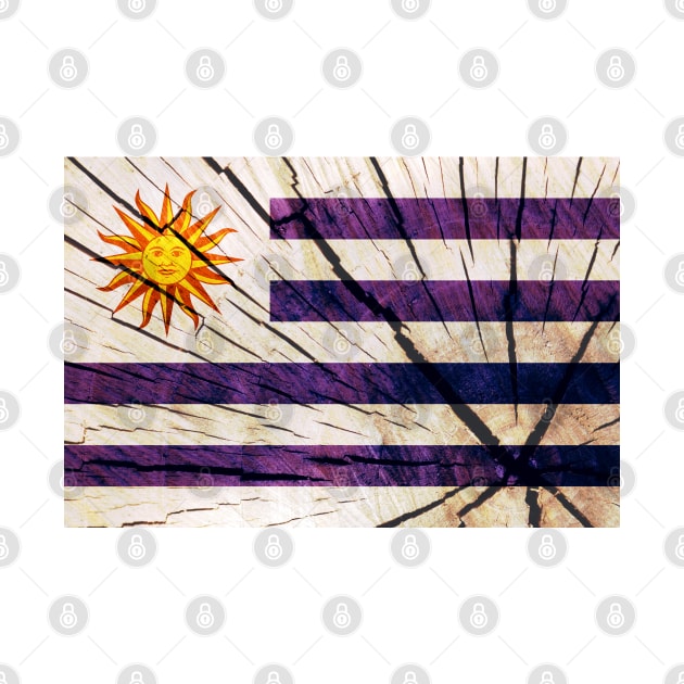 Flag of Uruguay - Tree Trunk Wood by DrPen