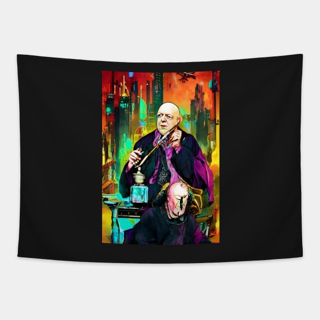 Cyberpunk Aleister Crowley The Great Beast of Thelema painted in a Surrealist and Impressionist style Tapestry by hclara23