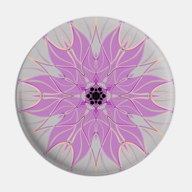 Cartoon Mandala Flower Pink and White Pin by WormholeOrbital