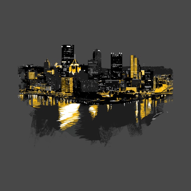 Pittsburgh Downtown Skyline Digital Painting by polliadesign