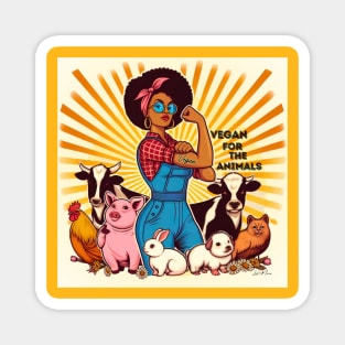 Vegan For The Animals Retro Magnet