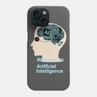 Head of a human with brain and electronic eye Phone Case