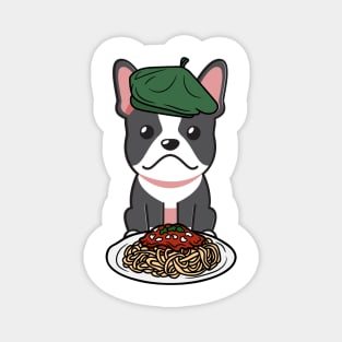 Dog eating Spaghetti - French bulldog Magnet