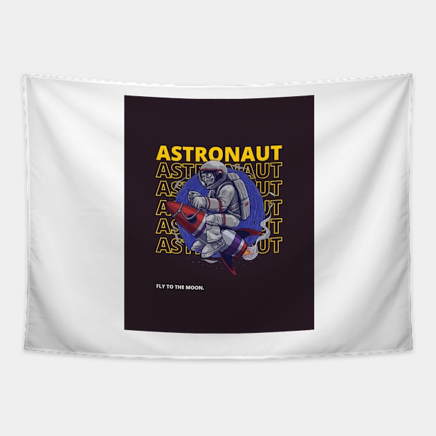 Retro Space Astronaut Tapestry by YT-Penguin