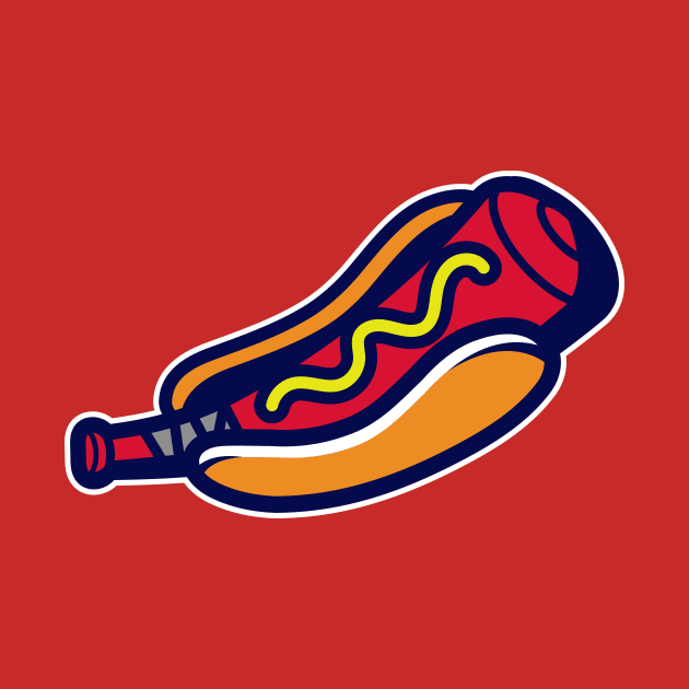 Hot Dog Baseball Bat Sports Mascot T-Shirt: Fun & Bold Design for Baseball Lovers! by CC0hort